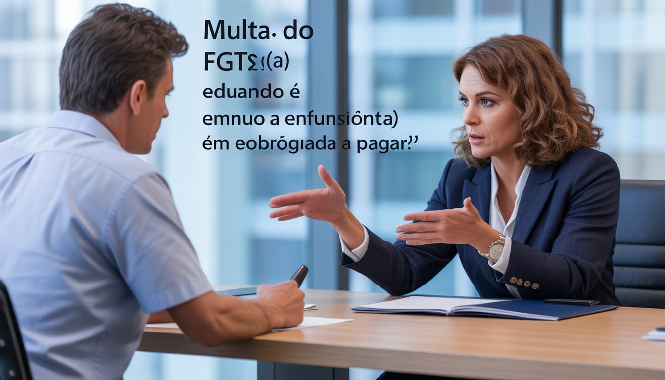 Carteira de trabalho e extrato do FGTS com destaque para a multa rescisória de 40%