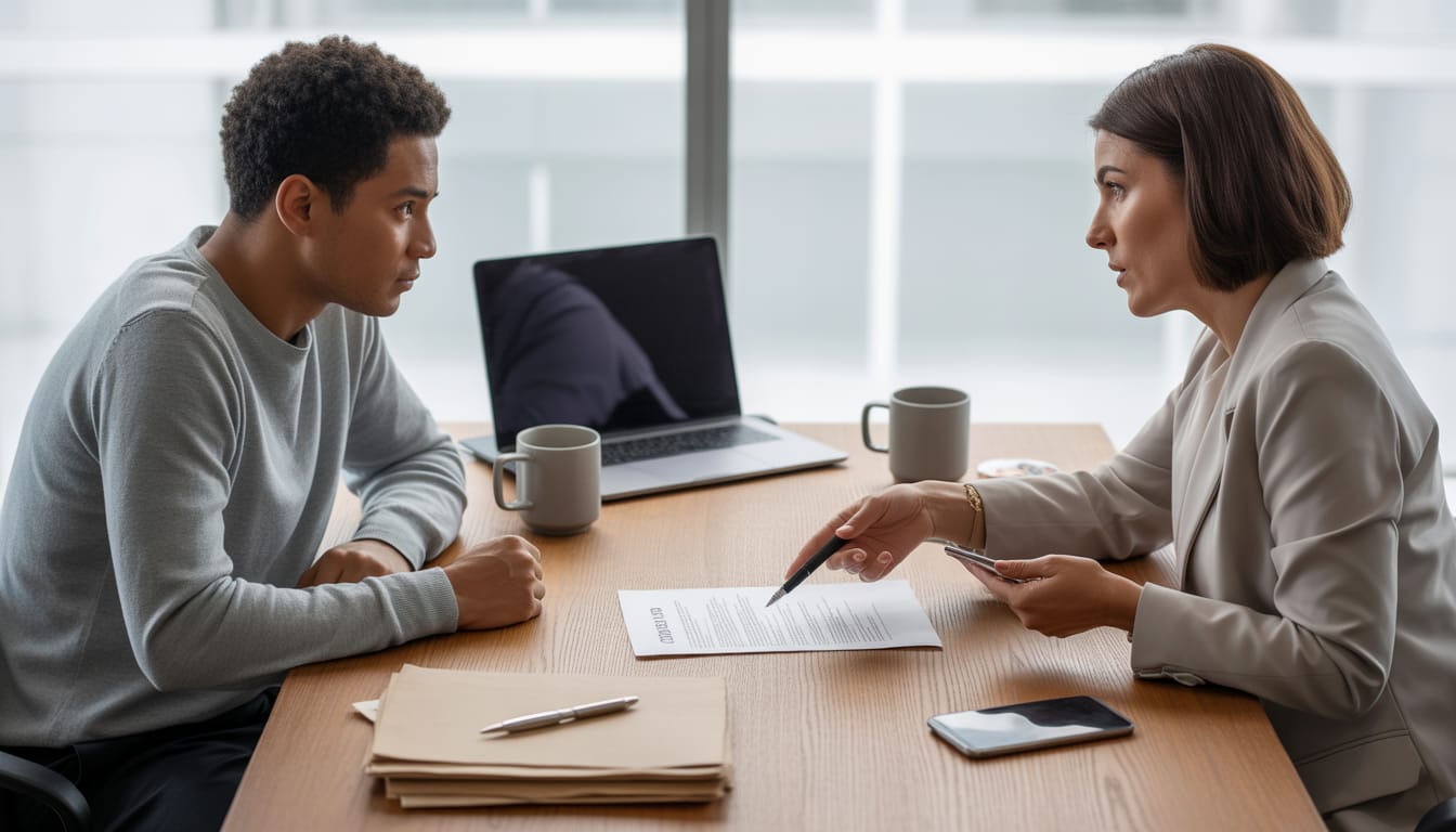 Trabalhador analisando contrato de trabalho temporário e direitos na rescisão