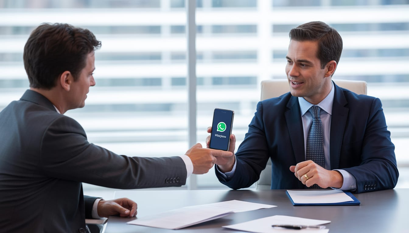 Celular com WhatsApp aberto para agendar consulta com advogado trabalhista em Belo Horizonte