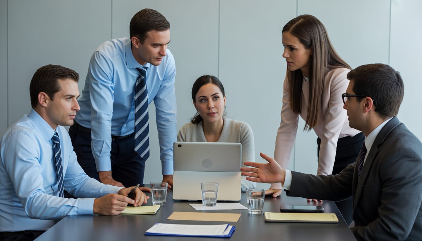 Reunião de CIPA com trabalhadores e quadro de segurança do trabalho