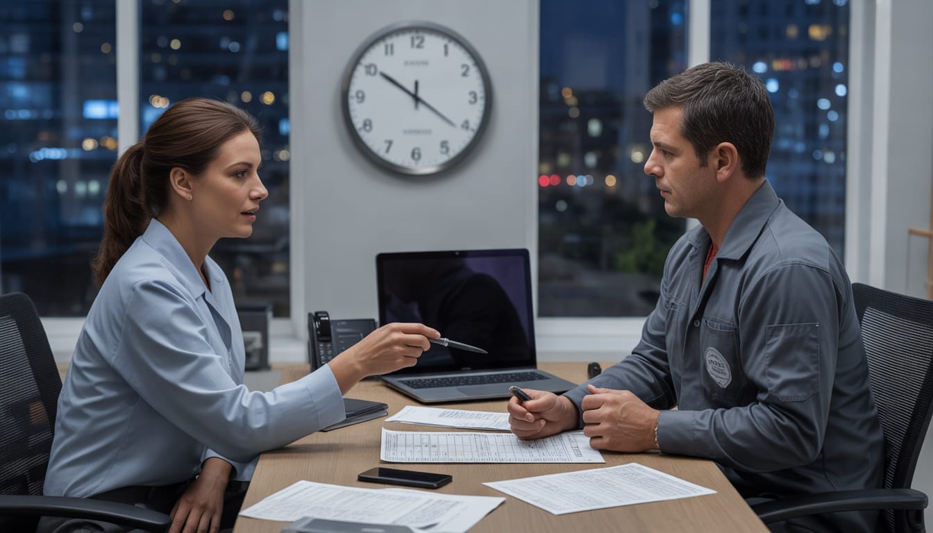 Cálculo de hora ficta e horas extras em jornada noturna e ponto de trabalho